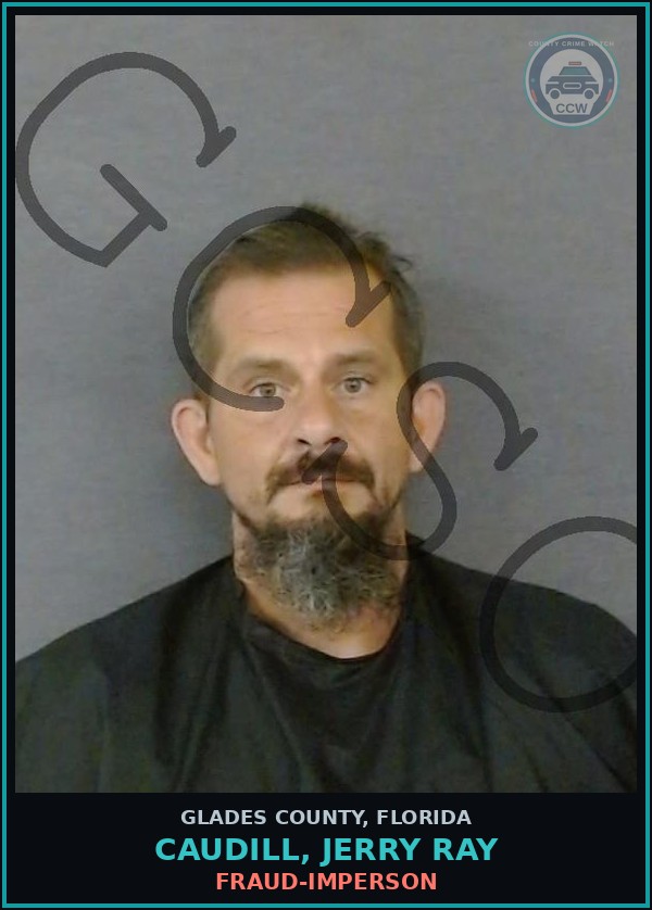 Booking mugshot of CAUDILL, JERRY RAY in Glades County