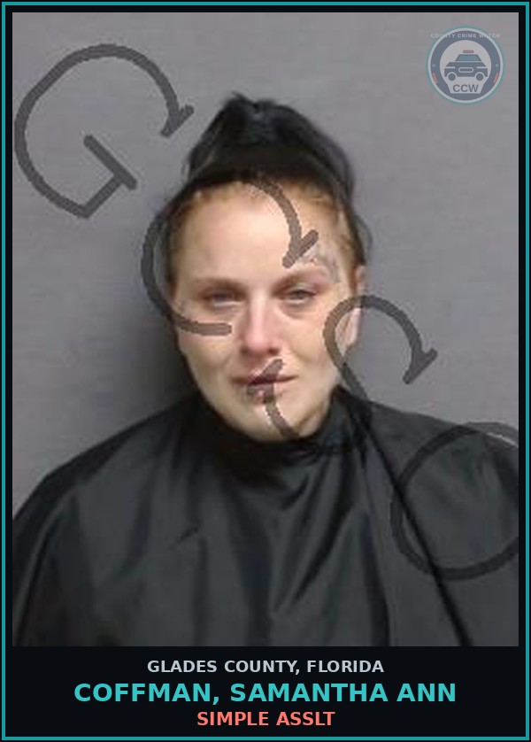 Booking mugshot of COFFMAN, SAMANTHA ANN in Glades County