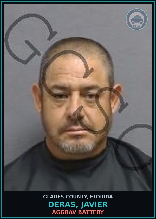 Booking mugshot of DERAS, JAVIER in Glades County