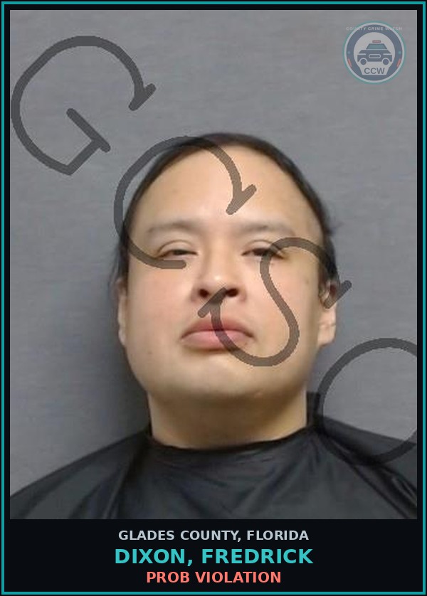 Booking mugshot of DIXON, FREDRICK in Glades County