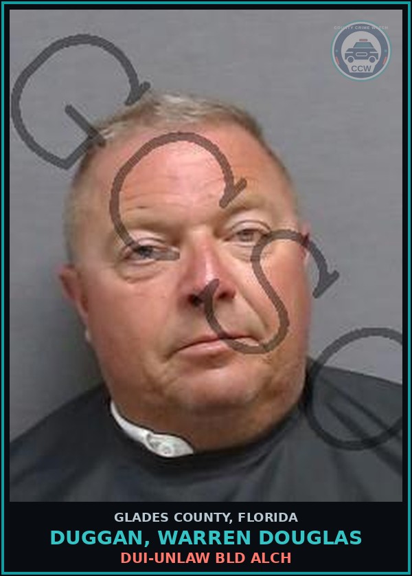 Booking mugshot of DUGGAN, WARREN DOUGLAS in Glades County