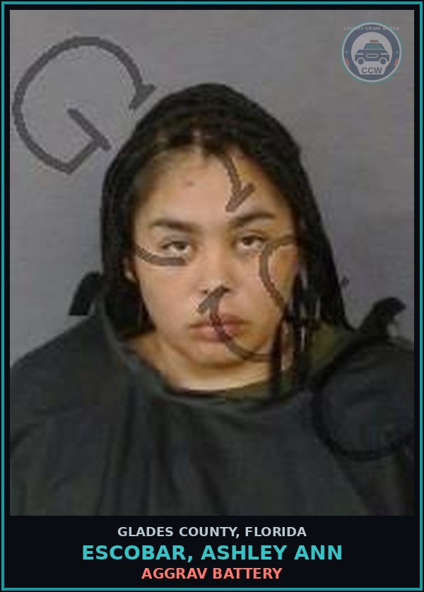 Booking mugshot of ESCOBAR, ASHLEY ANN in Glades County