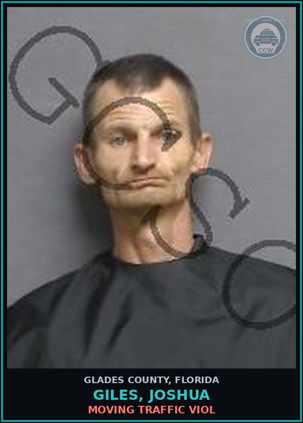 Booking mugshot of GILES, JOSHUA in Glades County