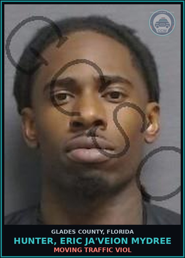 Booking mugshot of HUNTER, ERIC JA'VEION MYDREE in Glades County