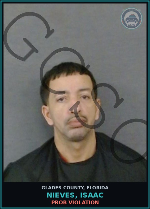Booking mugshot of NIEVES, ISAAC in Glades County