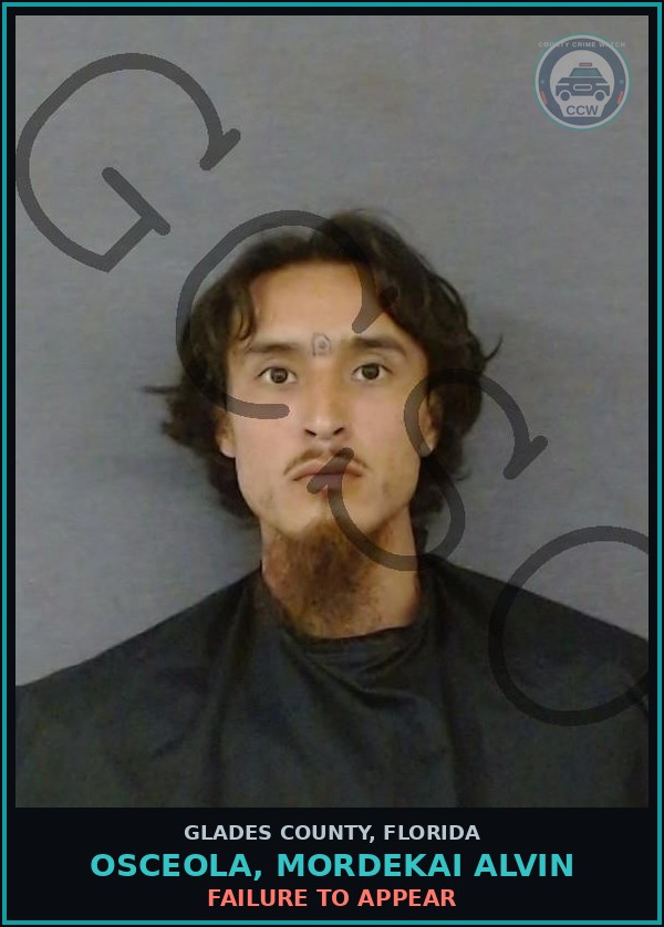 Booking mugshot of OSCEOLA, MORDEKAI ALVIN in Glades County
