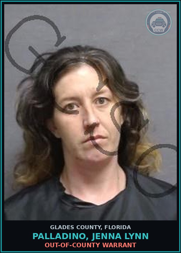 Booking mugshot of PALLADINO, JENNA LYNN in Glades County
