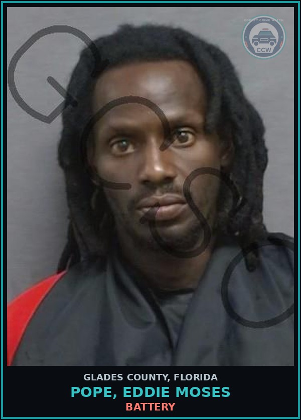 Booking mugshot of POPE, EDDIE MOSES in Glades County