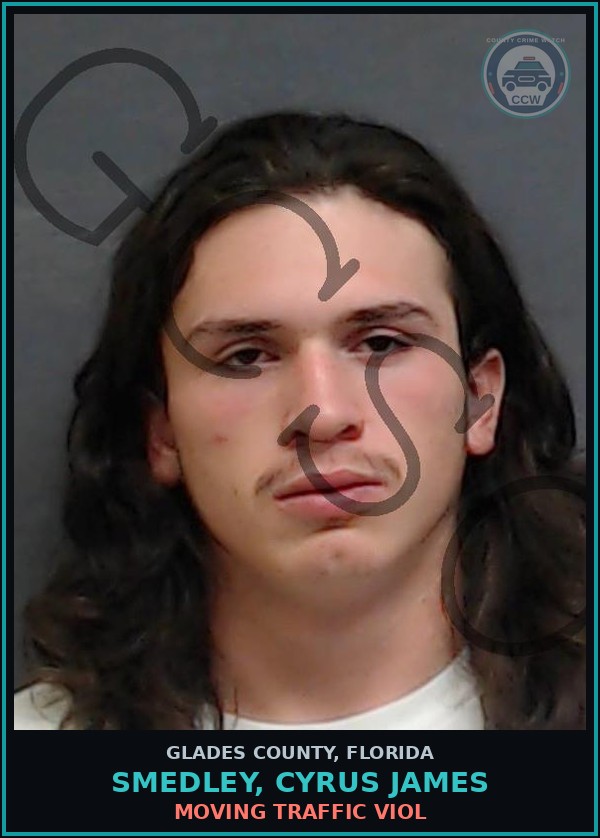 Booking mugshot of SMEDLEY, CYRUS JAMES in Glades County