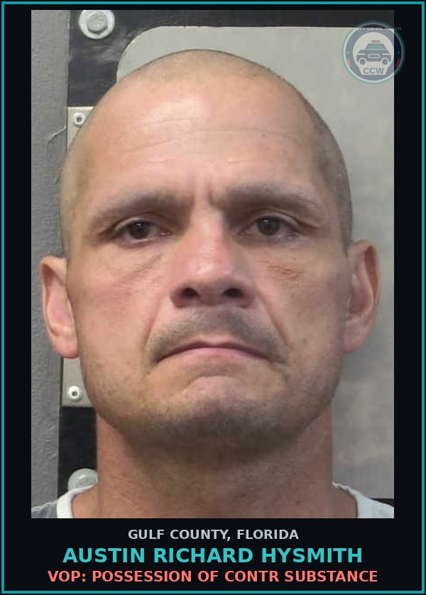 Booking mugshot of AUSTIN RICHARD HYSMITH in Gulf County