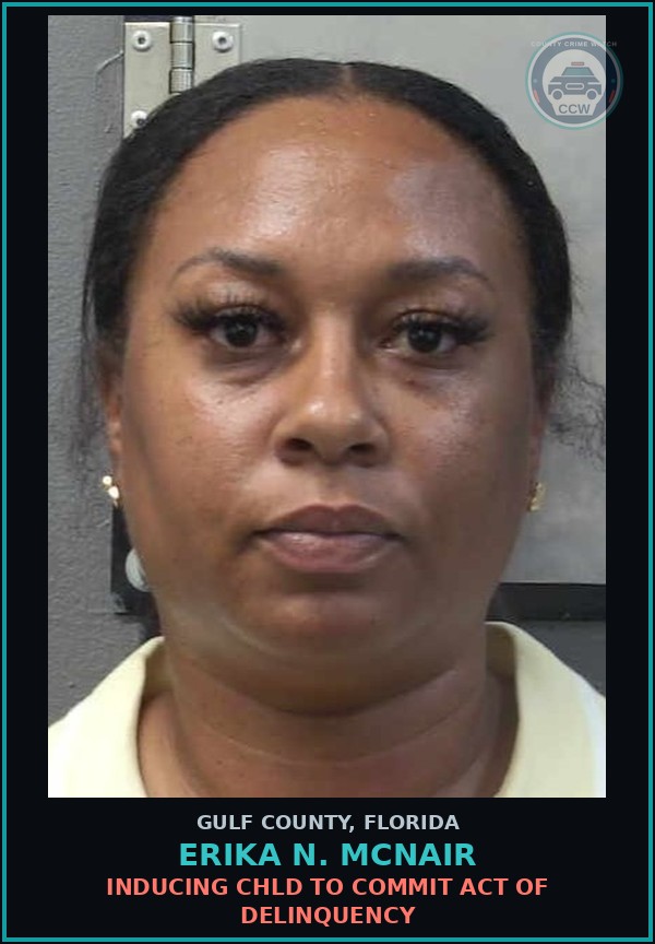 Booking mugshot of ERIKA N. MCNAIR in Gulf County