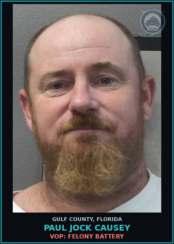 Booking mugshot of PAUL JOCK CAUSEY in Gulf County