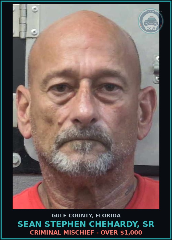 Booking mugshot of SEAN STEPHEN CHEHARDY, SR in Gulf County