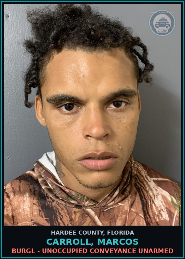 Booking mugshot of Carroll, Marcos in Hardee County