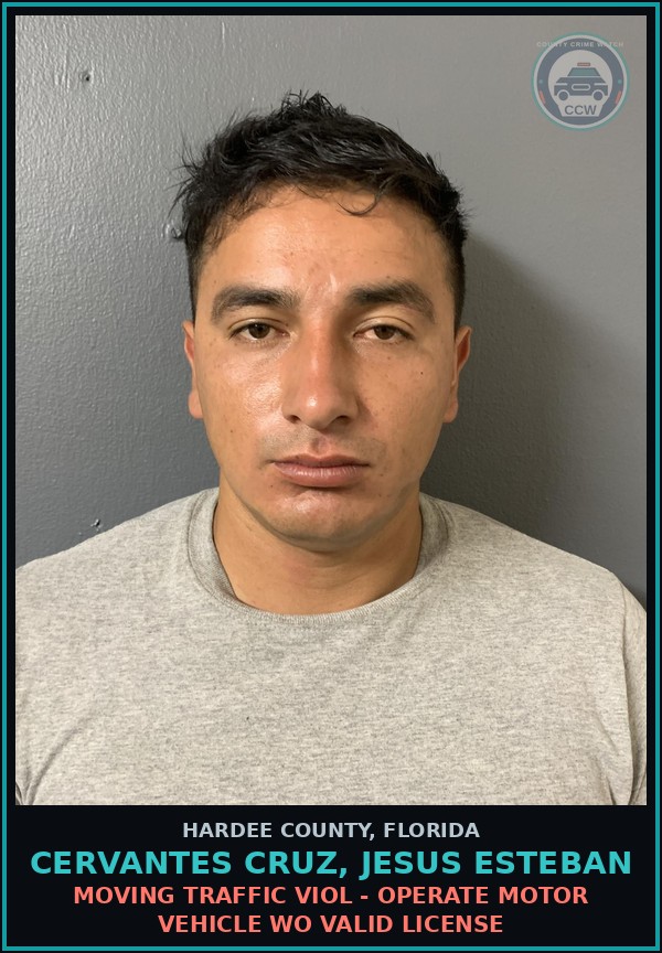 Booking mugshot of Cervantes Cruz, Jesus Esteban in Hardee County