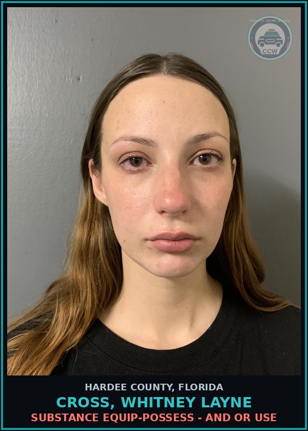 Booking mugshot of Cross, Whitney Layne in Hardee County