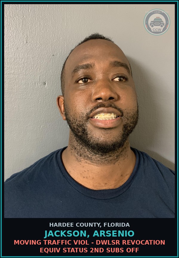 Booking mugshot of Jackson, Arsenio in Hardee County