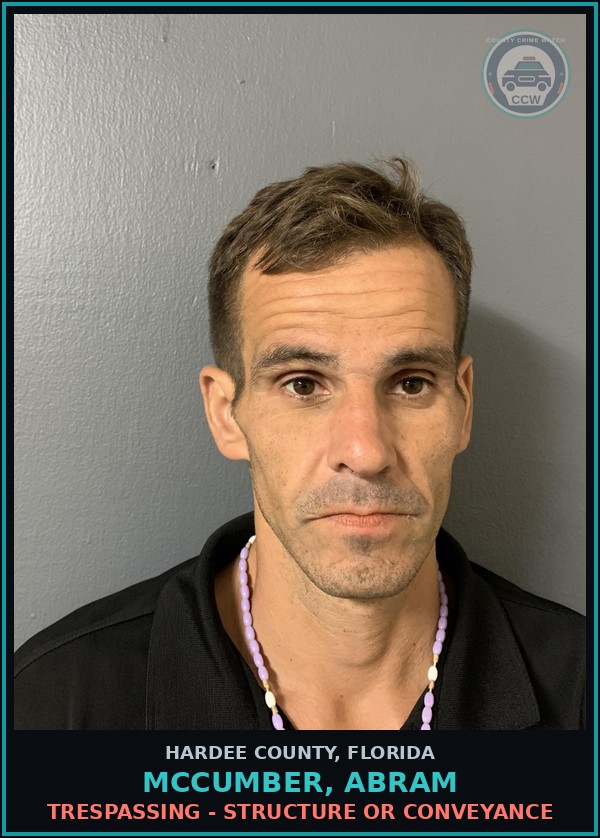 Booking mugshot of McCumber, Abram in Hardee County