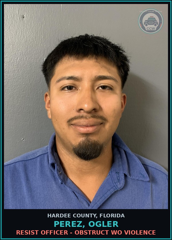 Booking mugshot of Perez, Ogler in Hardee County