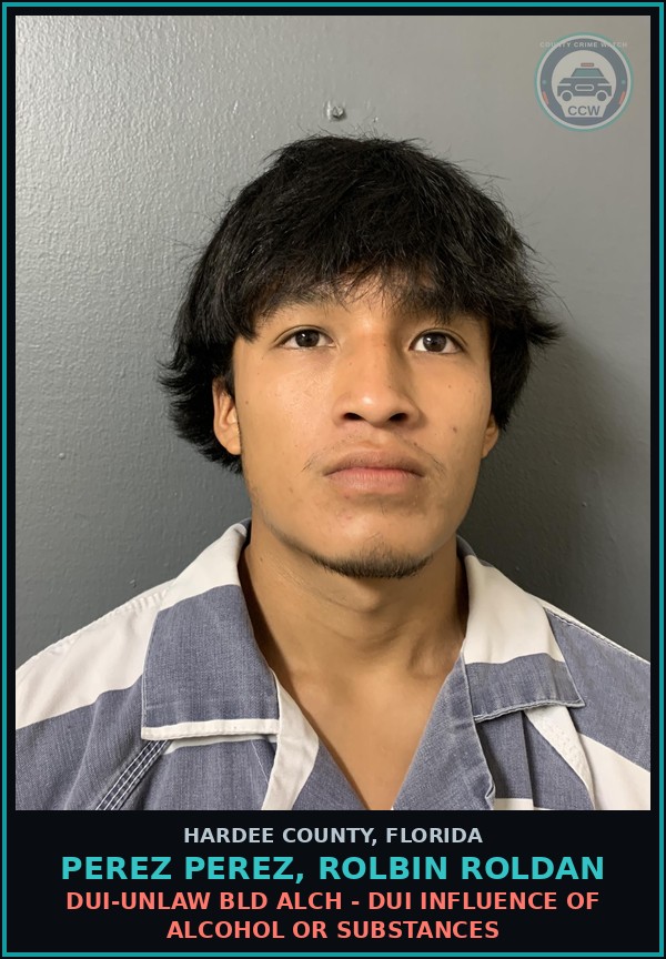 Booking mugshot of Perez Perez, Rolbin Roldan in Hardee County