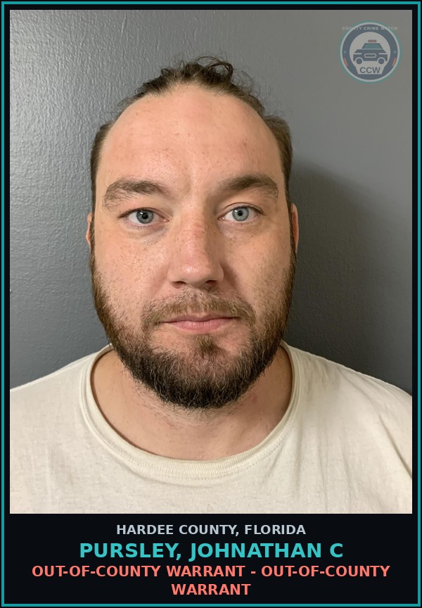 Booking mugshot of Pursley, Johnathan C in Hardee County