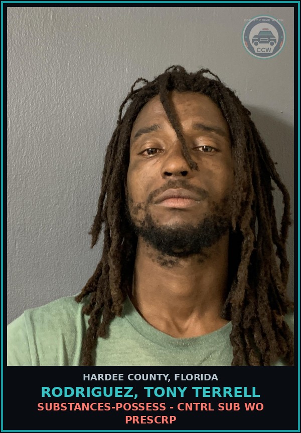 Booking mugshot of Rodriguez, Tony Terrell in Hardee County