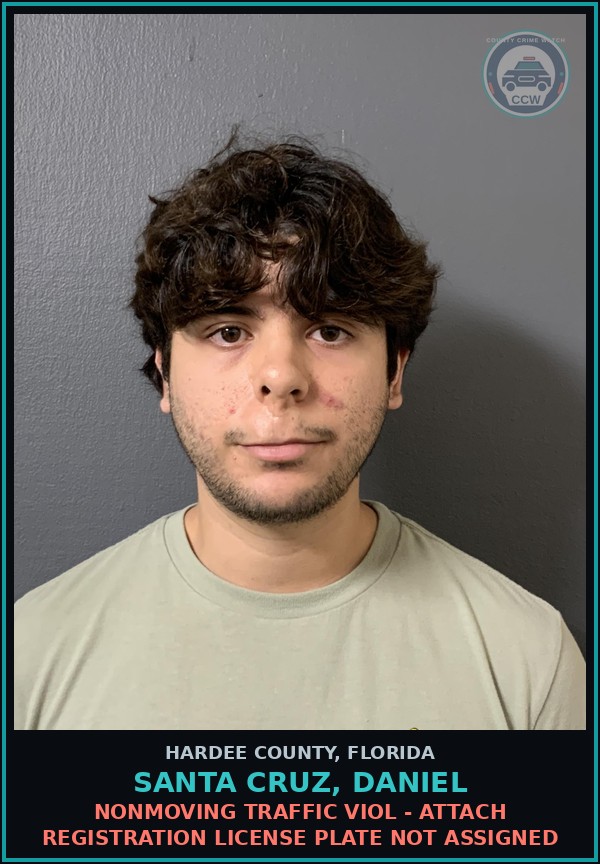 Booking mugshot of Santa Cruz, Daniel in Hardee County