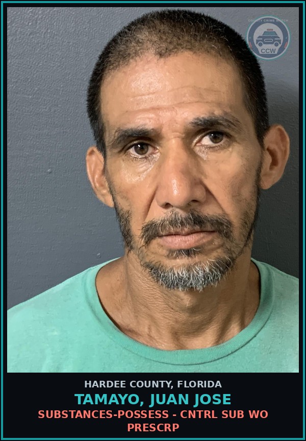 Booking mugshot of Tamayo, Juan Jose in Hardee County