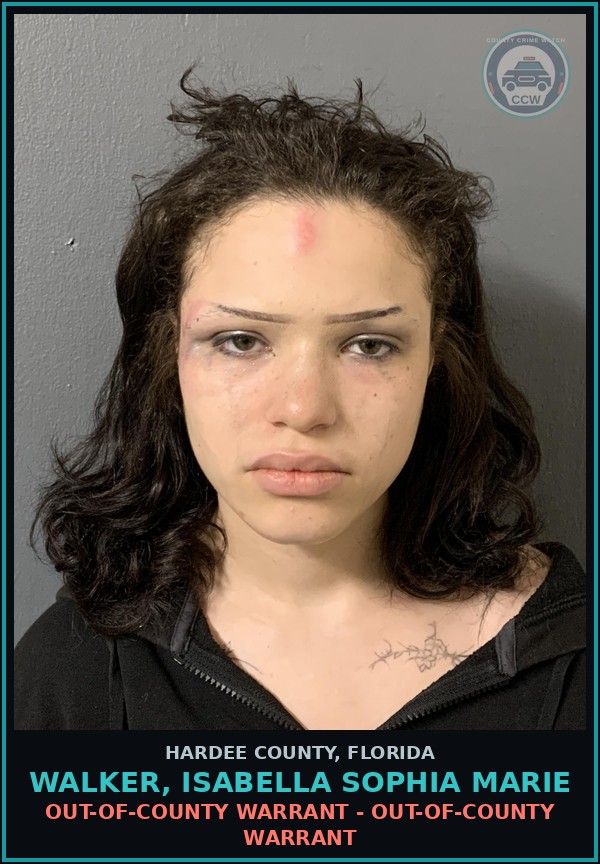 Booking mugshot of Walker, Isabella Sophia Marie in Hardee County