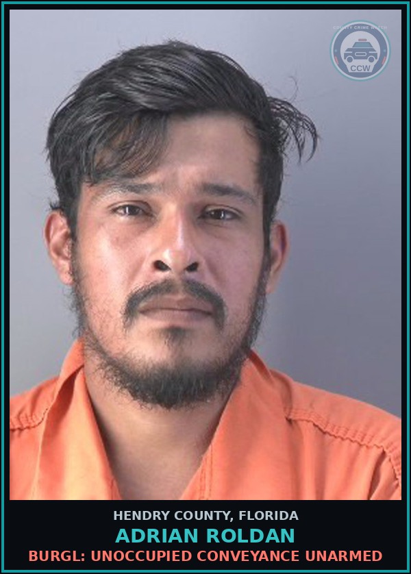 Booking mugshot of ADRIAN ROLDAN in Hendry County