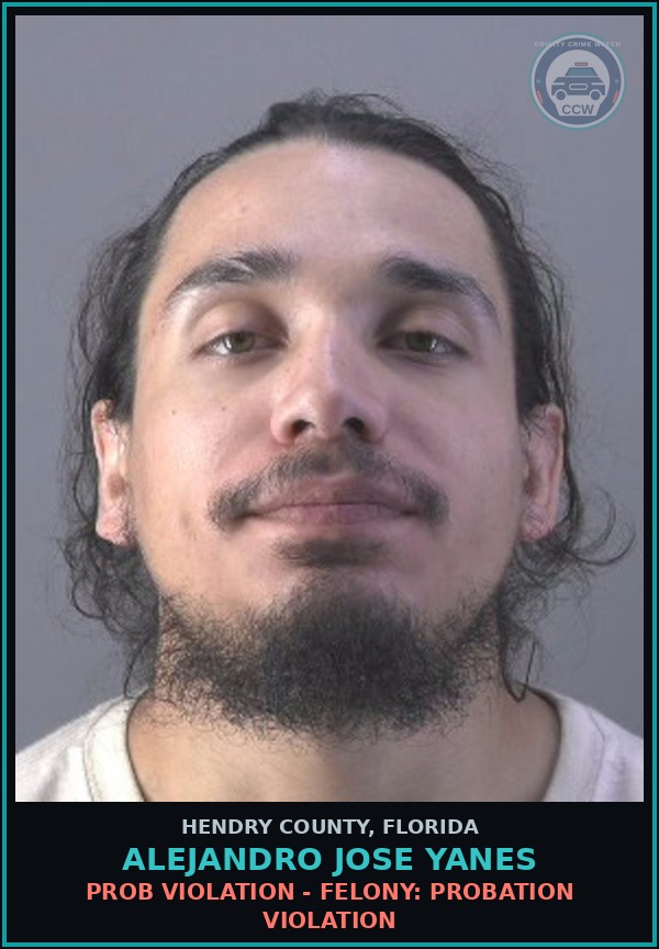 Booking mugshot of ALEJANDRO JOSE YANES in Hendry County