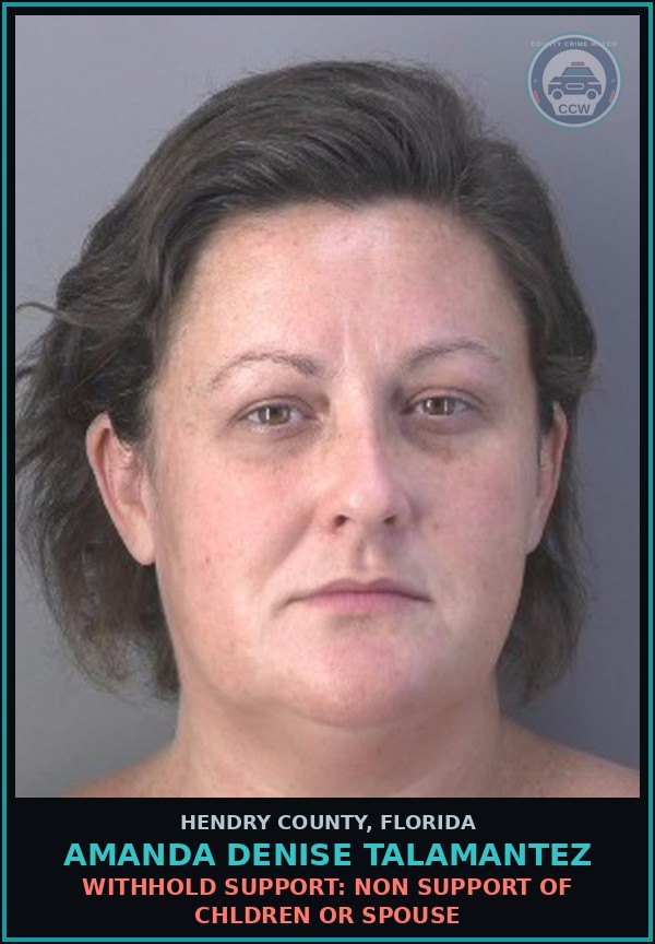 Booking mugshot of AMANDA DENISE TALAMANTEZ in Hendry County