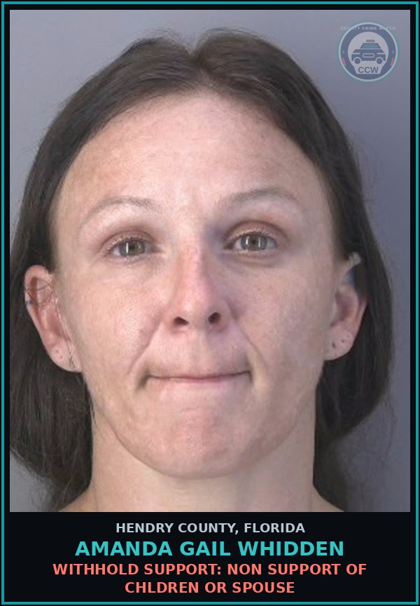 Booking mugshot of AMANDA GAIL WHIDDEN in Hendry County