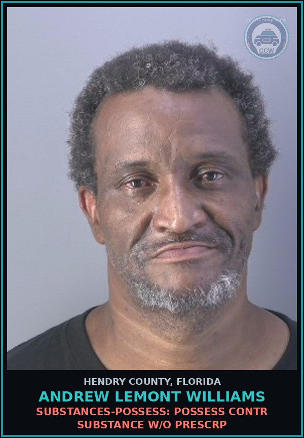 Booking mugshot of ANDREW LEMONT WILLIAMS in Hendry County