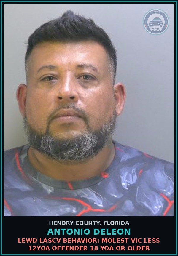 Booking mugshot of ANTONIO DELEON in Hendry County