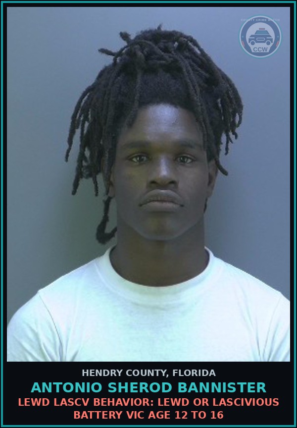 Booking mugshot of ANTONIO SHEROD BANNISTER in Hendry County