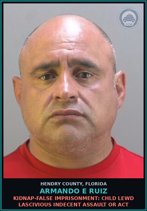 Booking mugshot of ARMANDO E RUIZ in Hendry County