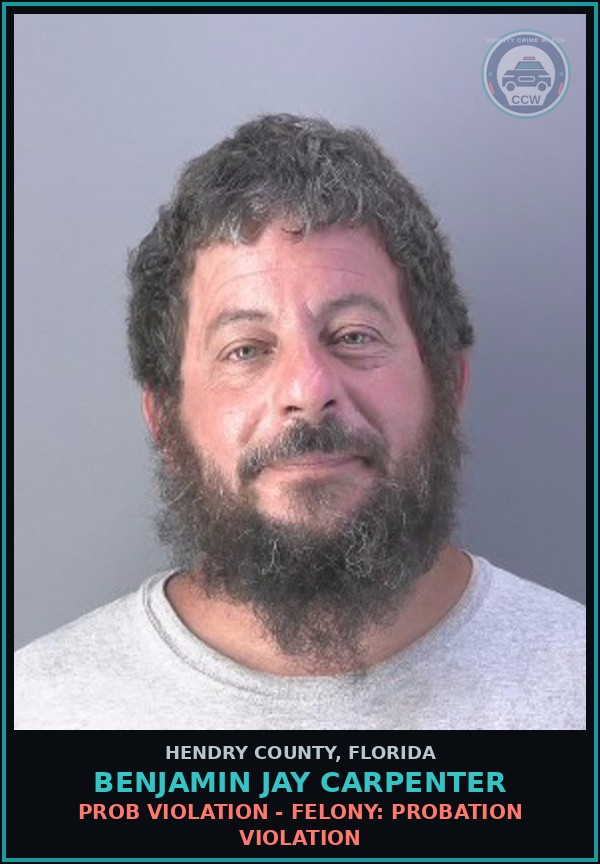 Booking mugshot of BENJAMIN JAY CARPENTER in Hendry County