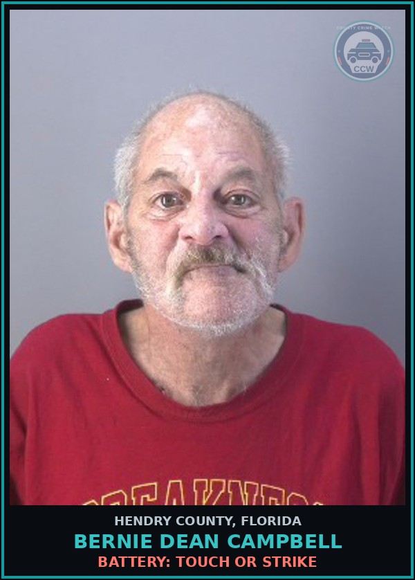Booking mugshot of BERNIE DEAN CAMPBELL in Hendry County