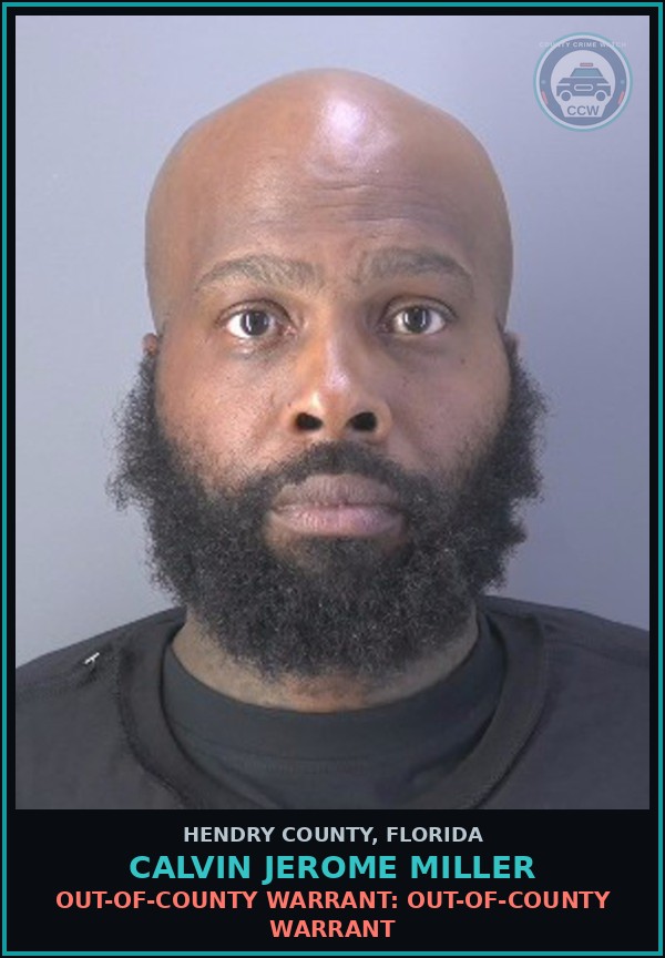 Booking mugshot of CALVIN JEROME MILLER in Hendry County