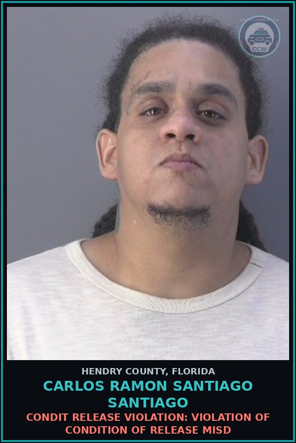 Booking mugshot of CARLOS RAMON SANTIAGO SANTIAGO in Hendry County