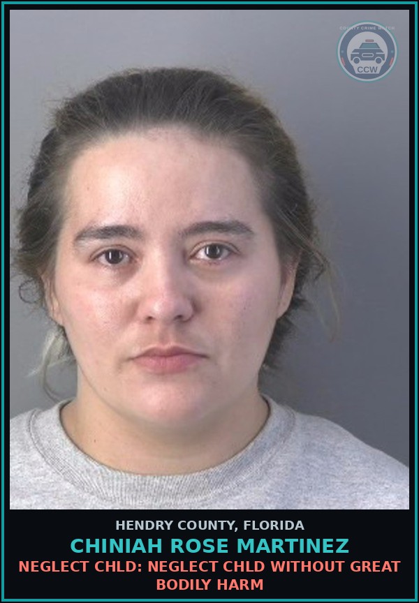 Booking mugshot of CHINIAH ROSE MARTINEZ in Hendry County