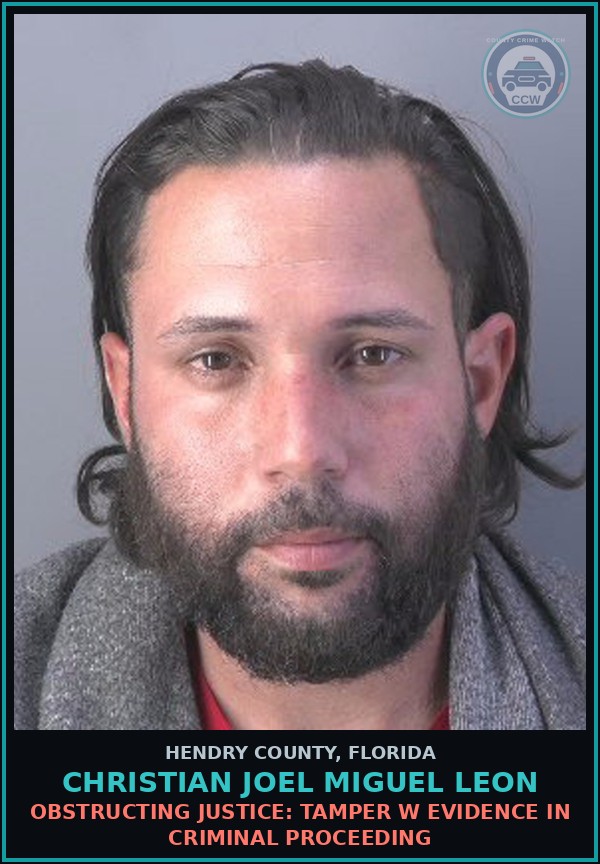 Booking mugshot of CHRISTIAN JOEL MIGUEL LEON in Hendry County