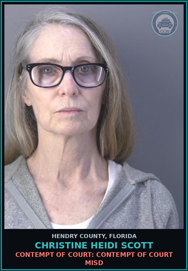Booking mugshot of CHRISTINE HEIDI SCOTT in Hendry County