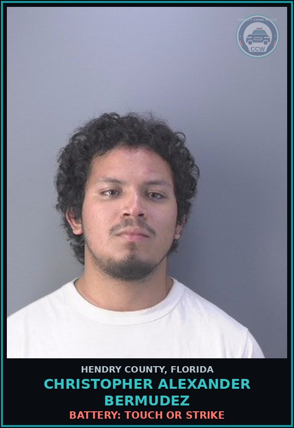 Booking mugshot of CHRISTOPHER ALEXANDER BERMUDEZ in Hendry County