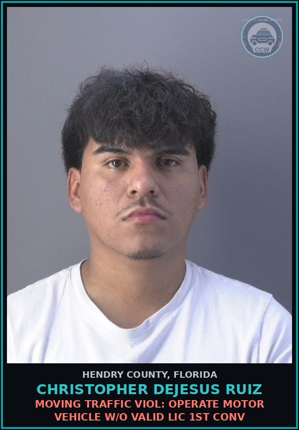 Booking mugshot of CHRISTOPHER DEJESUS RUIZ in Hendry County