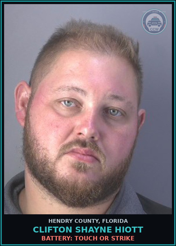 Booking mugshot of CLIFTON SHAYNE HIOTT in Hendry County