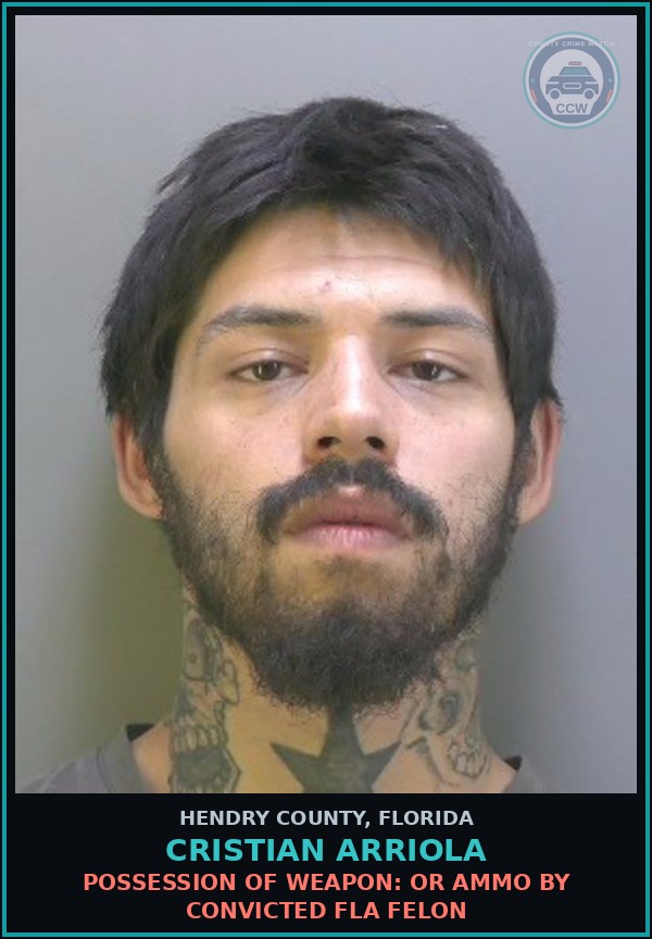 Booking mugshot of CRISTIAN ARRIOLA in Hendry County