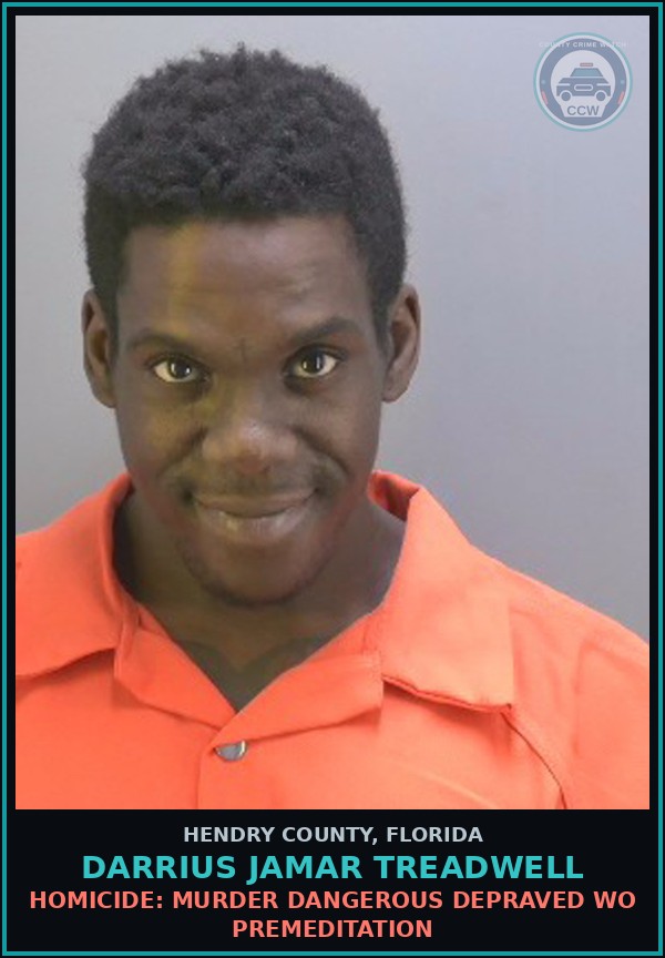 Booking mugshot of DARRIUS JAMAR TREADWELL in Hendry County