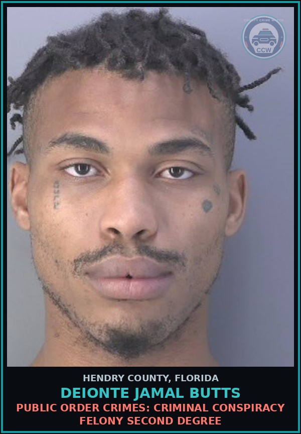 Booking mugshot of DEIONTE JAMAL BUTTS in Hendry County